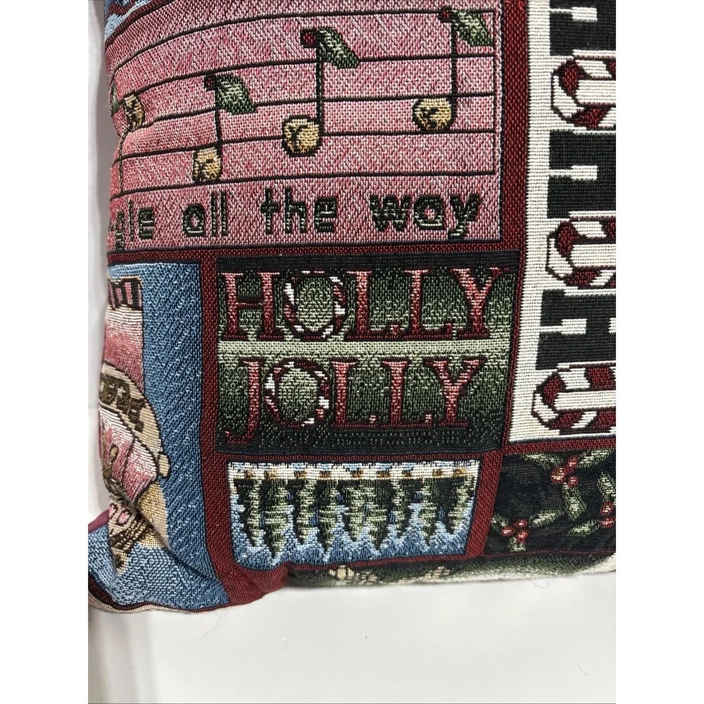 Vintage Tapestry‎ Style Santa Snowman Gingerbread Pillow 15 X 15 Christmas